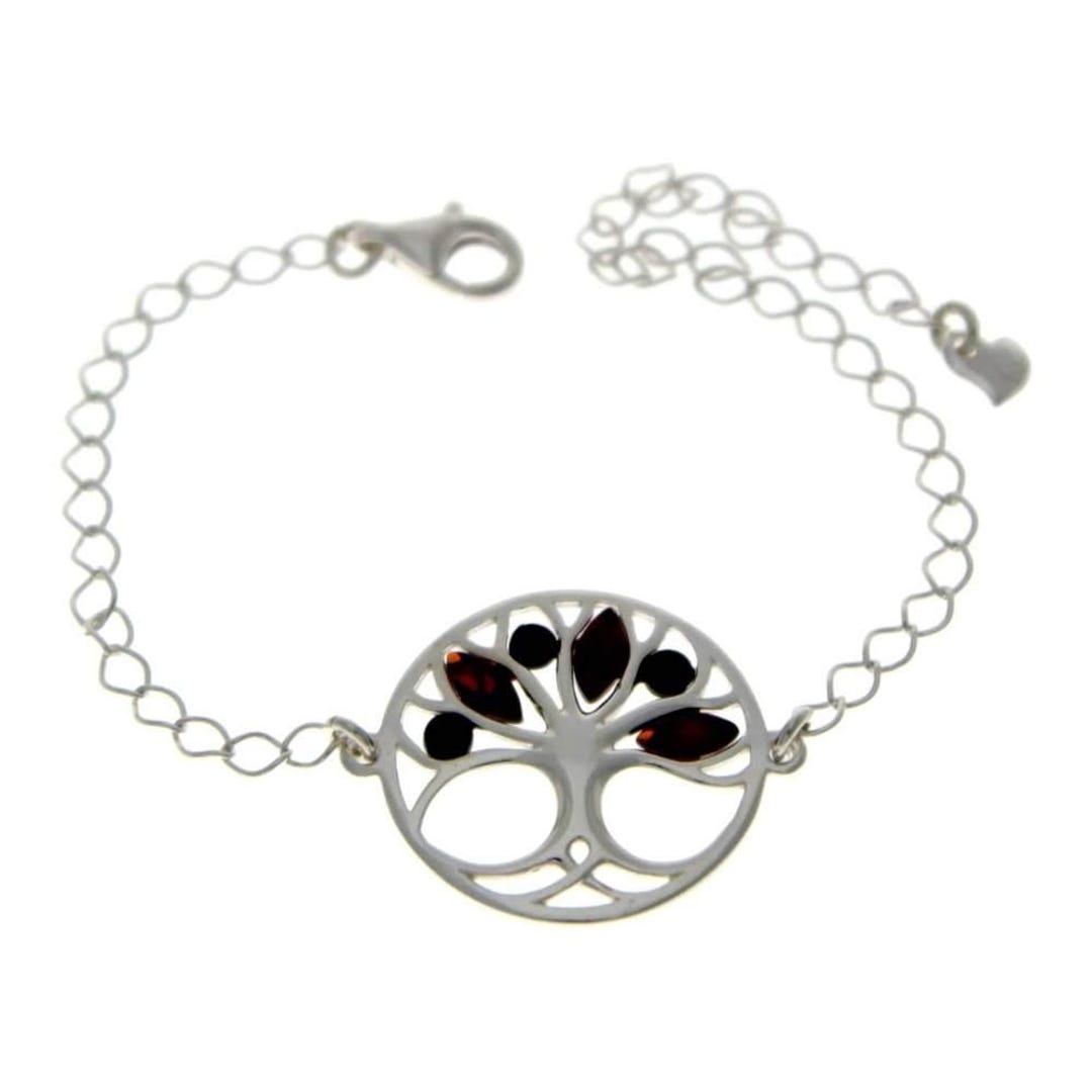 Tree of Life Adjustable 925 Sterling Silver Bracelet With Amber - Gl535 ...