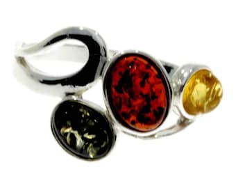 925 Sterling Silver & Baltic Amber Modern Ring - M719