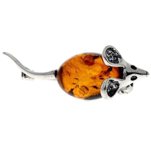 Broche vintage Art nouveau en ambre : épingle florale artisanale en argent sterling - France