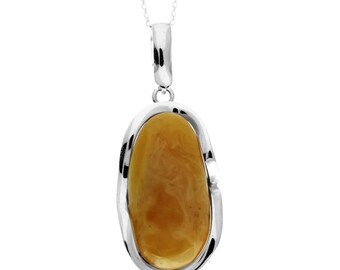 925 スターリング シルバー & 本物のレモン バルト海産琥珀 ユニークで