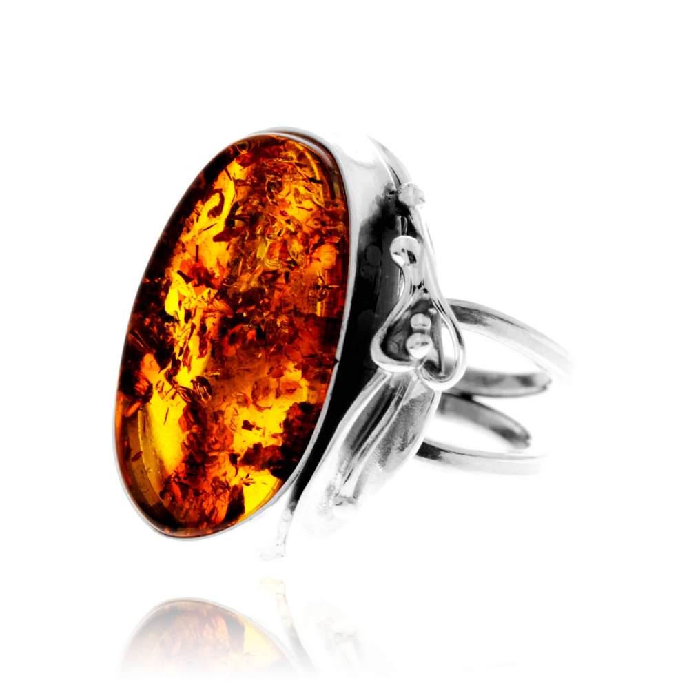 Anello In Argento Sterling Con Ambra Baltica Cognac 2,85ct - Foto 4