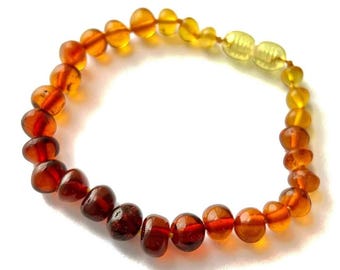 100% Genuine Baltic Amber Beautiful Baroque Bracelets in Ombre colours - Barombb