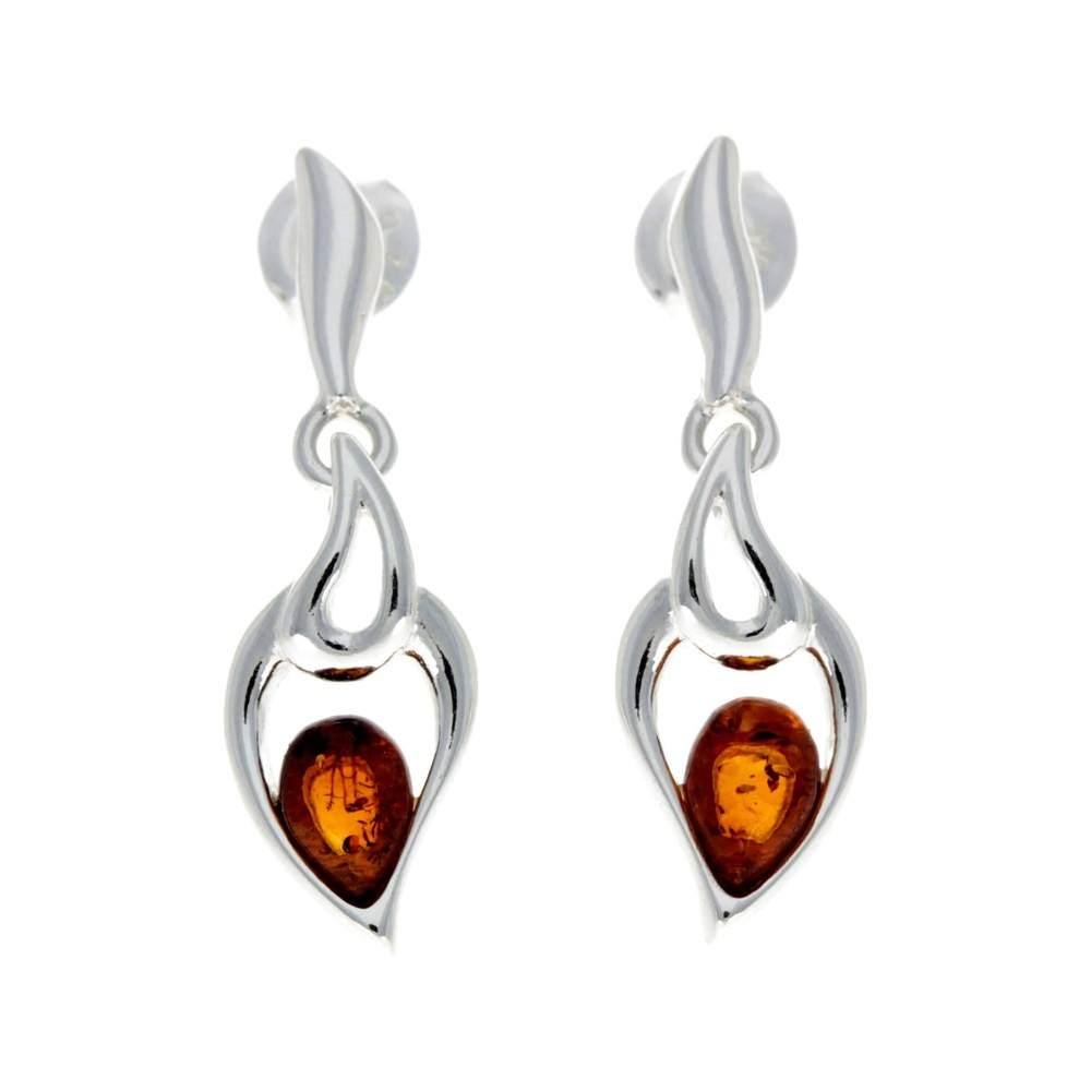 Noda 080467 - Orecchini pendenti in argento sterling e ambra baltica