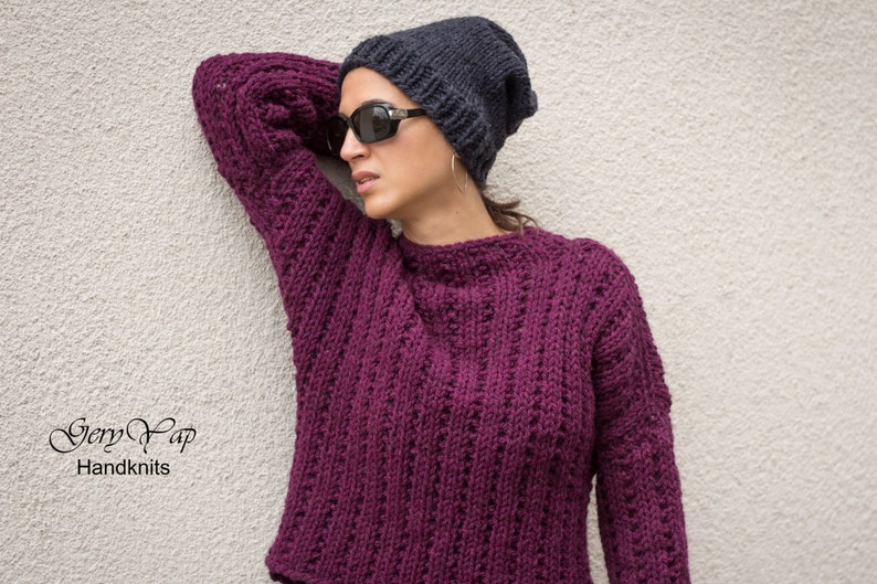 Women winter charcoal hat wool hat gray hat hand knit Ready to ship