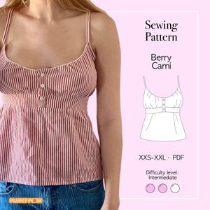Patron de couture PDF pour haut nuisette : Caraco d'été coquette cottage pour femmes (tailles XXS-XXL)