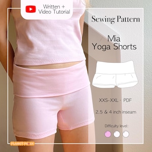 Patron de couture PDF rabattable pour mini short : shorts de yoga et pantalons de sport (tailles XXS-XXL)