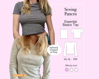 Essential Basics Top Sewing Pattern PDF: Sizes XS-XL