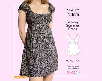 Babydoll Dress Sewing Pattern PDF: Cottagecore Sweetheart Mini Dress (Sizes XS-XL)