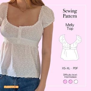 Babydoll Top Sewing Pattern PDF Sizes XS-XL | Womens Tops Sewing Pattern | Cottage Coquette Top | Summer Top Cami Sewing Pattern | Cami Top