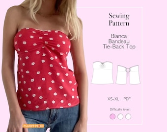 Strapless Open-Back Tube Top Sewing Pattern PDF Sizes XS-XL | Womens Tops Sewing Pattern | Tie Back Top Sewing Pattern | Strapless Top
