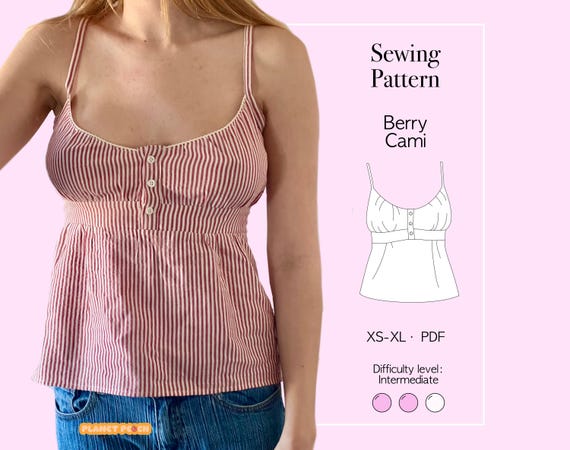 Cami Top Sewing Pattern PDF Sizes XS-XL | Womens Tops Sewing