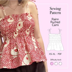 Fitted Cami Top Sewing Pattern PDF Sizes XS-XL | Womens Tops Sewing Pattern | Strapless Bandeau Cami Top | Summer Top Cami Sewing Pattern