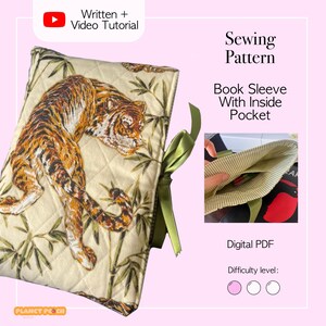 Book Sleeve Sewing Pattern PDF: Ribbon Tie Protective Cover (Digital Download)