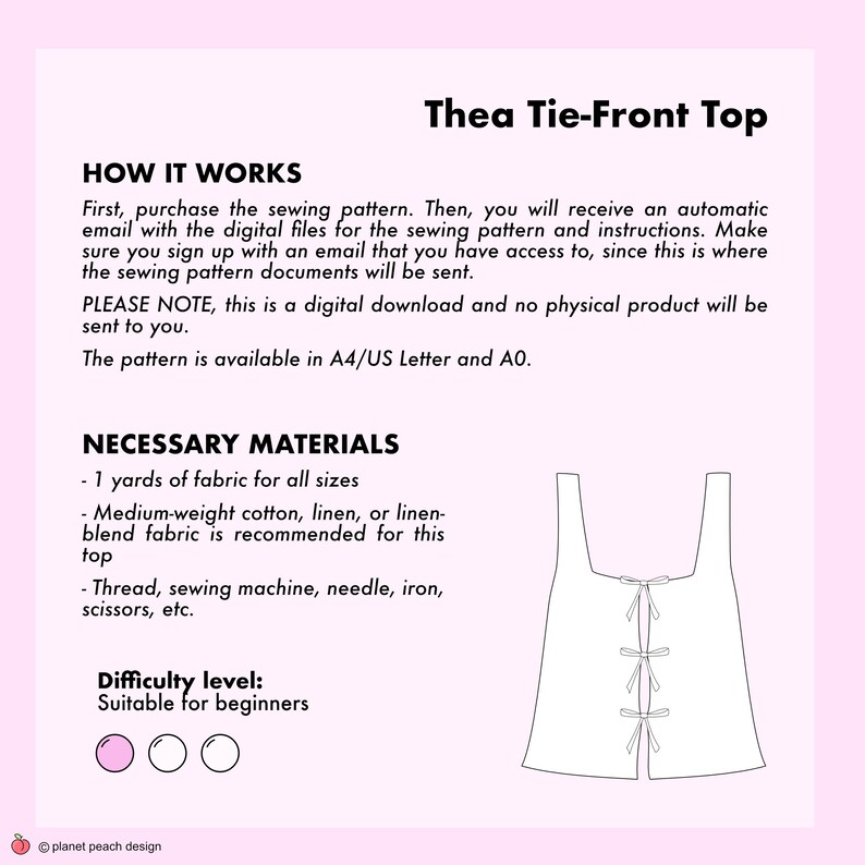 Tie Front Top Sewing Pattern PDF: Women's Vest Blouse Easy Beginner ...