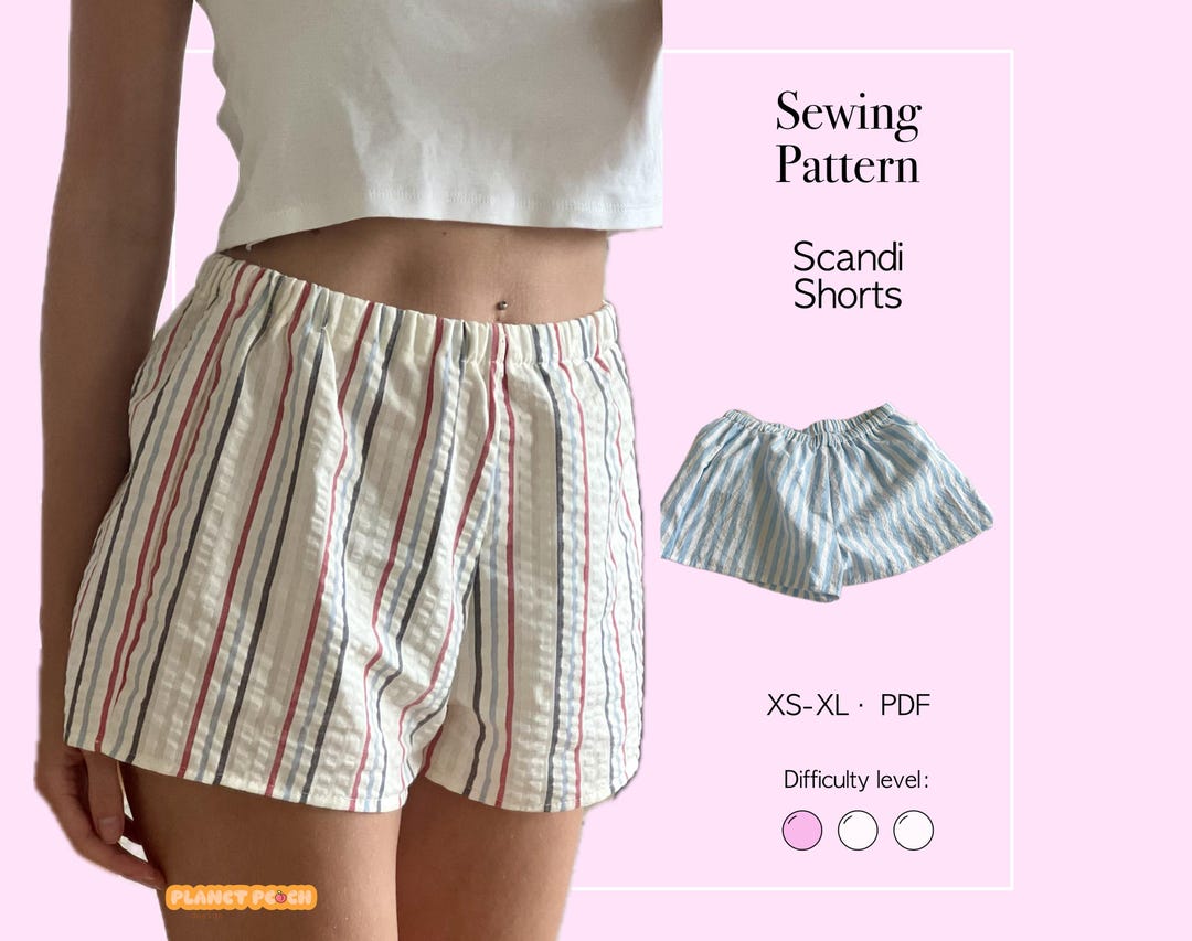 Boxing Trunks Pattern Scandi Boxer Shorts Sewing Pattern PDF: Mini Shorts Pajamas (sizes XS ...