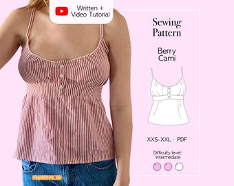 Wzór szycia bluzki Babydoll w formacie PDF: Damska koszulka Cottage Coquette na lato (rozmiary XXS-XXL)