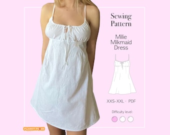 Milkmaid Dress Sewing Pattern PDF: Cottagecore Coquette Summer Mini Dress (Sizes XXS-XXL)