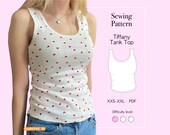 Easy Lace Trim Stretch Tank Top Sewing Pattern PDF: Fitted Jersey Cami (Sizes XXS-XXL)