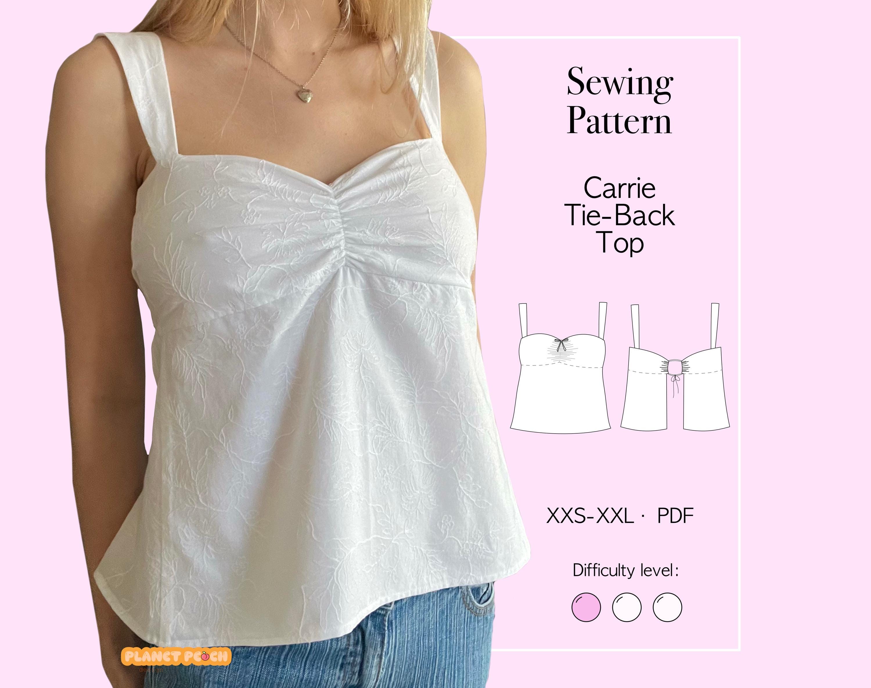 Open-back Cami Sewing Pattern PDF: Womens Tie Back Ruched Detail