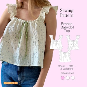 Cottagecore Babydoll Top Sewing Pattern PDF (Sizes XS-XL) | Womens Cottage Coquette Top