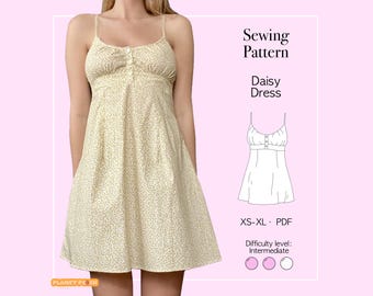 Babydoll Mini Dress Sewing Pattern PDF: Cottage Coquette Summer Style (Sizes XS-XL)