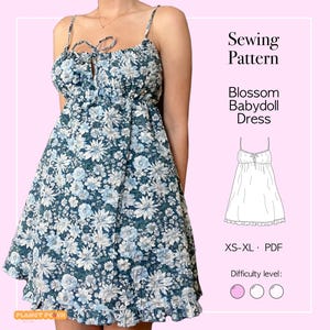 Milkmaid Dress Sewing Pattern PDF Sizes XS-XL | Womens Dress Sewing Pattern | Cottage Coquette Dress | Summer Mini Dress Sewing Pattern