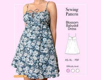 Milkmaid Cottage Dress Sewing Pattern PDF (Sizes XS-XL) | Womens Ruffle Summer Mini Dress