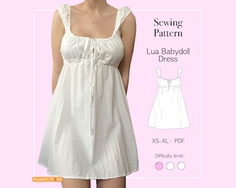 Milkmaid Cottage Dress Sewing Pattern PDF (Sizes XS-XL) | Womens Mini Babydoll Dress