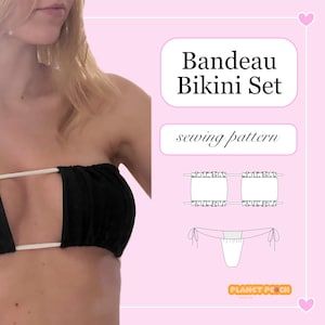 Bikini Sewing Pattern PDF Sizes XS-XL | Bikini Sew Pattern | Womens Bikini Pattern | Bandeau Bikini Pattern Sewing | Set Top and Bottom