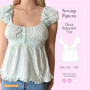 Babydoll Top Sewing Pattern PDF: Ruffle Bottom Peplum Top (Sizes XXS-XXL)