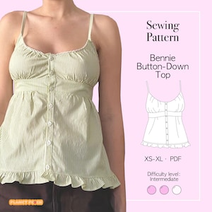 Cami Top Sewing Pattern PDF Sizes XS-XL | Womens Tops Sewing Pattern | Cottage Coquette Top | Summer Cami Top Sewing Pattern | Button Top