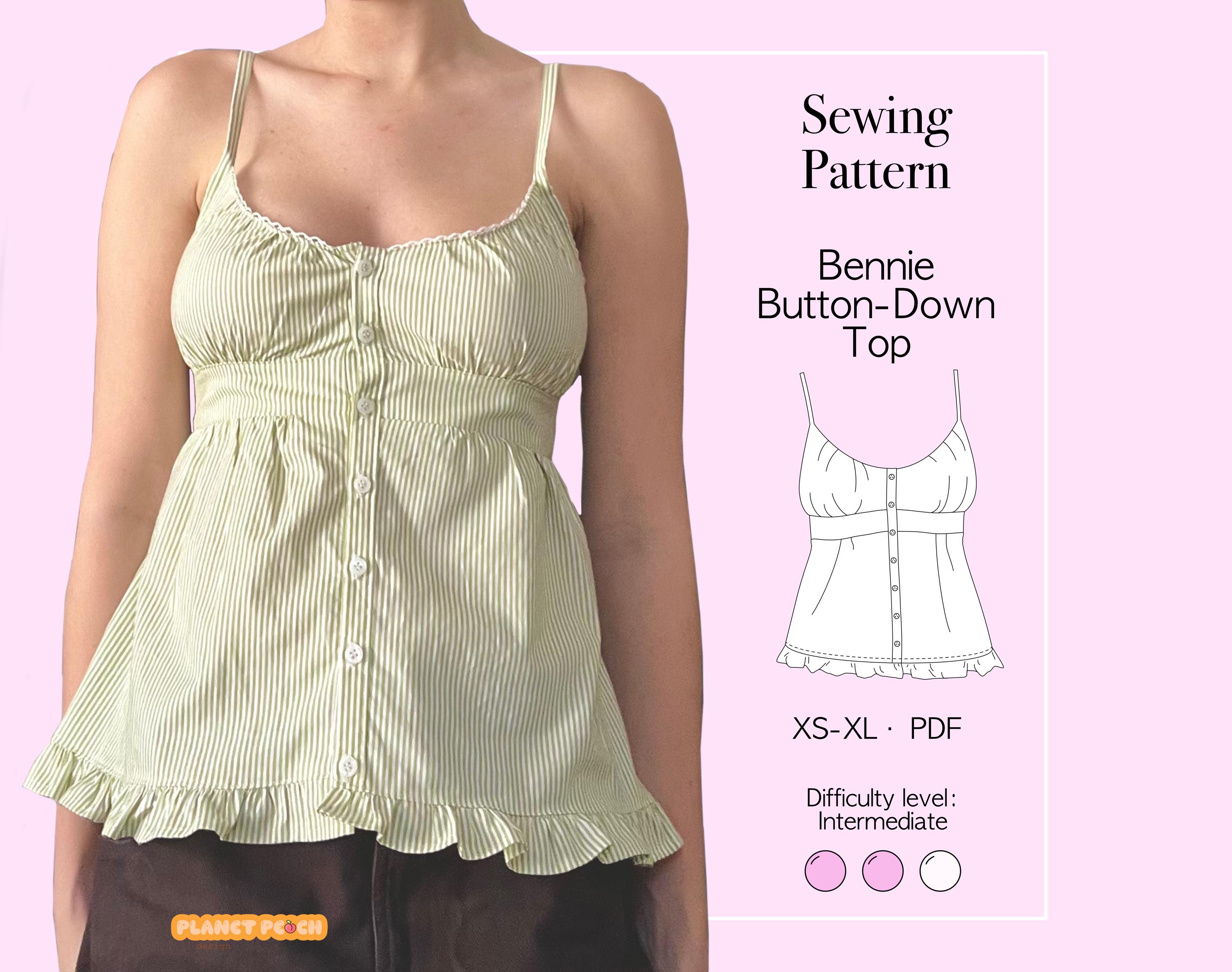 Cami Top Sewing Pattern PDF Sizes XS-XL | Womens Tops Sewing Pattern | Cottage Coquette Top | Summer Cami Top Sewing Pattern | Button Top