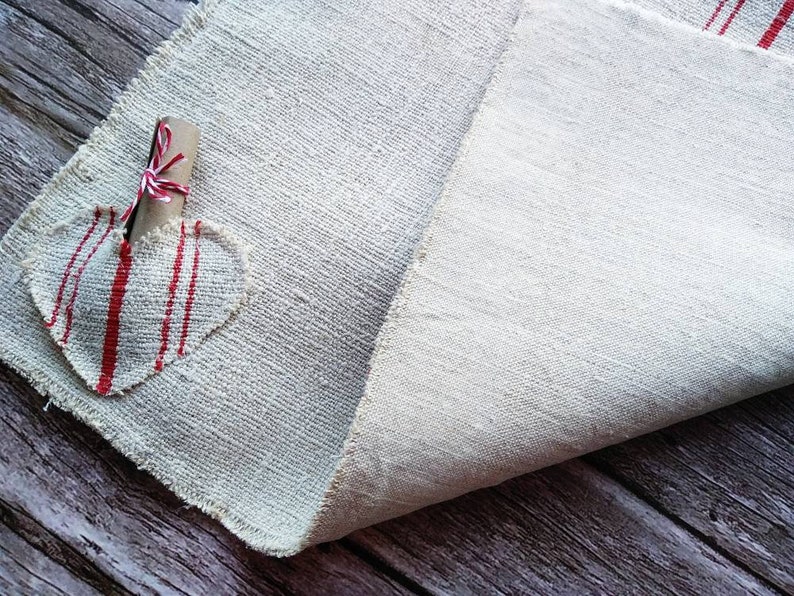 Red grain sack placemat set, primitive valentines plate mat table decor image 4