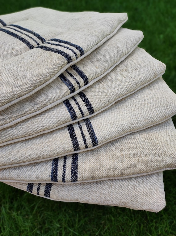 Custom Grain Sack Padded Chair Seat Cushion Square Linen Wicker Chair Cushion Set Made to Order 16x16 to 18x18 U shape Trapezoid Pillow Etsy UK