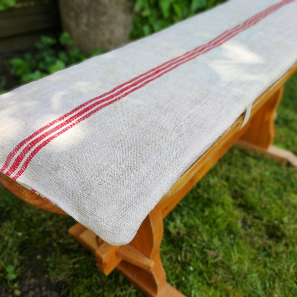 Custom padded grain sack bench cushion, simple washable feedsack picnic table seat pad, primitive bench pad made to order