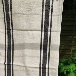 Black stripe grain sack, antique European feedsack fabric A007 image 4