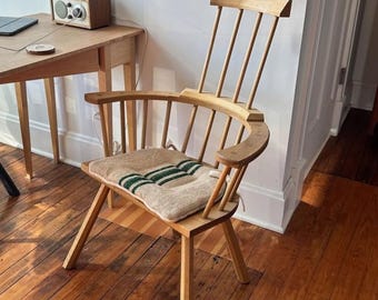 Grain Sack Chair Cushion for Stick Chair, U shape Feedsack Chair Pad