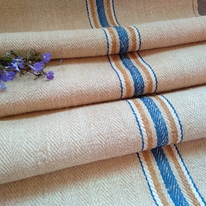 Rare Grain sack fabric, Caramel Farmhouse fabric, Rustic Wedding table linen bolt, Soft Hemp Table Runner (GR022)