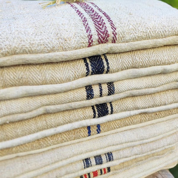 Grain Sack Padded Cushion: Small Feedsack stool pads