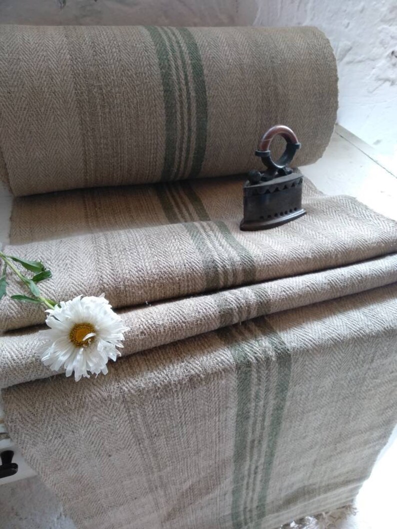 Getreidesack Stoff Salbei grün gestreifter Polsterstoff | Etsy