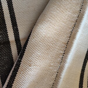 Black stripe grain sack, antique European feedsack fabric A007 image 8