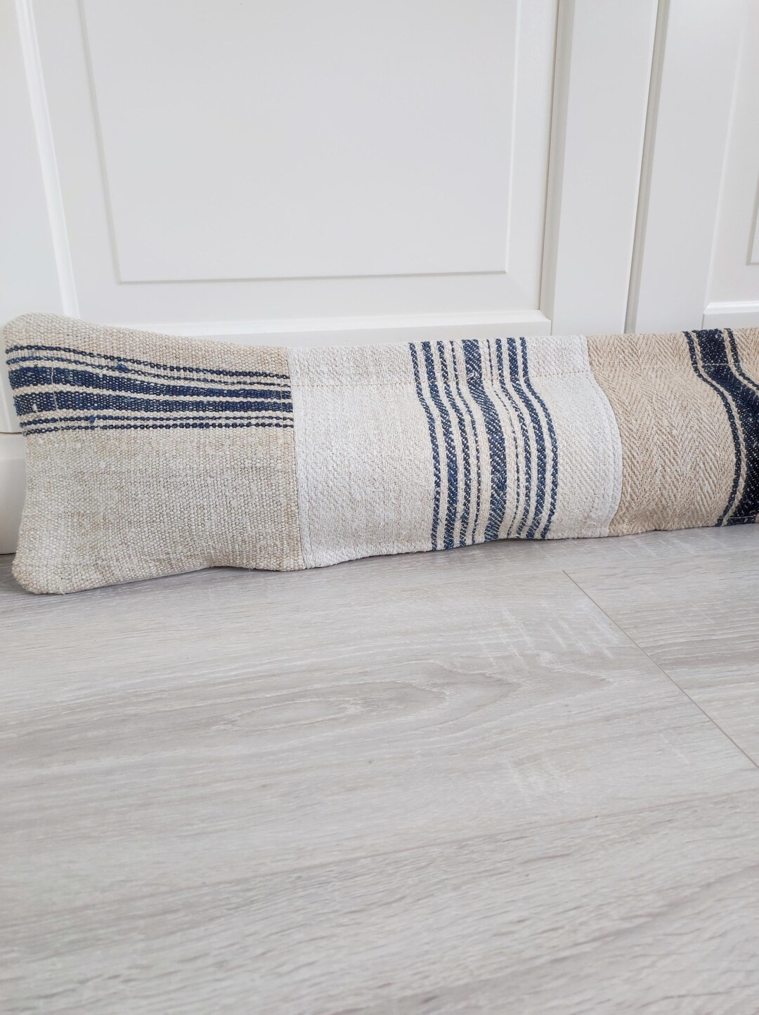 Blue Grain Sack Draft Stopper, Patchwork Feedsack Draught Guard WITHOUT ...