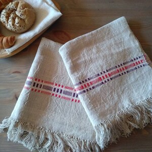 Antique Hemp Linen Tea Towel, Vintage Linen Kitchen Towel, Flax Hand Towel, Decorative Farmhouse Dishcloth (KT031)