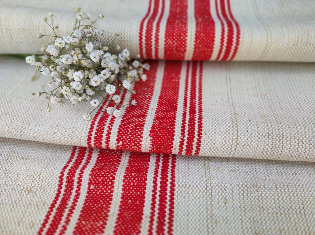 Red Hungarian Grain Sack European Striped Table Linen Fabric Etsy