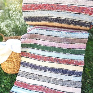 Vintage Handmade Rag Rug Runner, Farmhouse Cottage Kitchen Floor Carpet, Handloomed Farmhouse Rug by the yard (RR009)