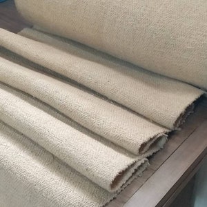 Tecido de espinha de peixe de cânhamo puro pesado sólido, estofamento durável natural para cadeira, parafuso de saco de grão liso, corredor de decoração de fazenda simples (GR064)