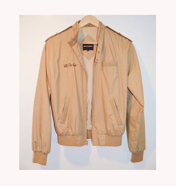 Pro Celebrity Beige Vintage Bomber Jacket Gem