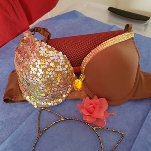 Club or festival bra, rave bra, club top, beach top, brown and gold rave bra, edm wear, festival top, gifts for her, sexy lingerie