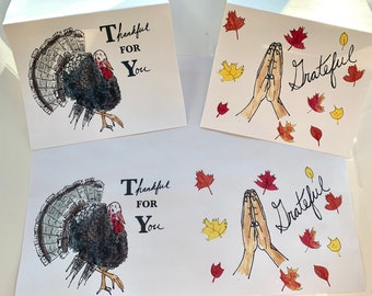 Printable Thanksgiving Cards - 2 designs on one page