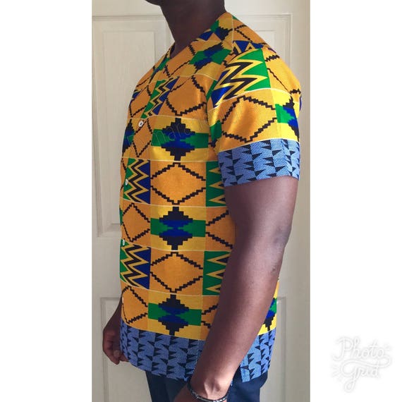 African men's shirt, short ,african sleeved. African fabric ,african short print. Medium size. 20785a African men's shirt, short ,african sleeved. African fabric ,african short print. Medium size. 20785a